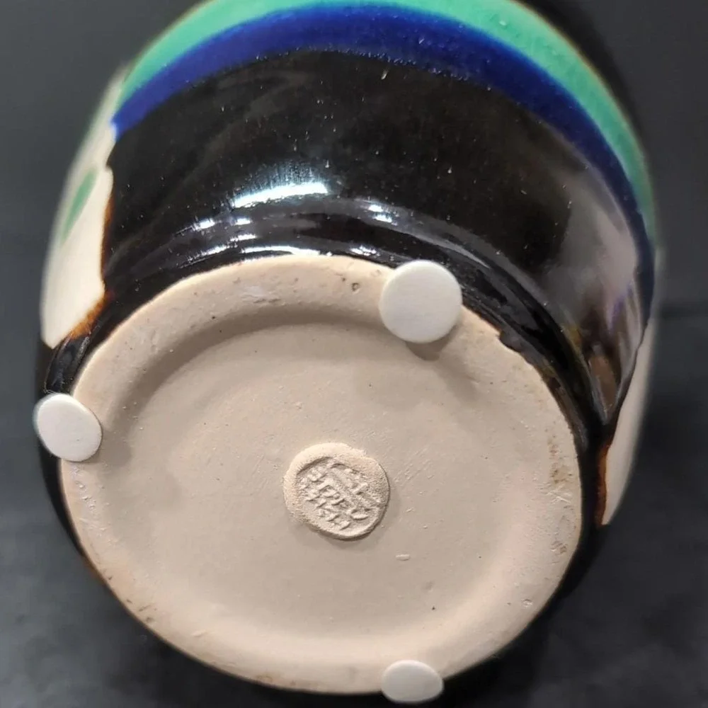 Marked Modernist Porcelain Vase, Vintage Chinese Inspired Jug Asian Accent Decor